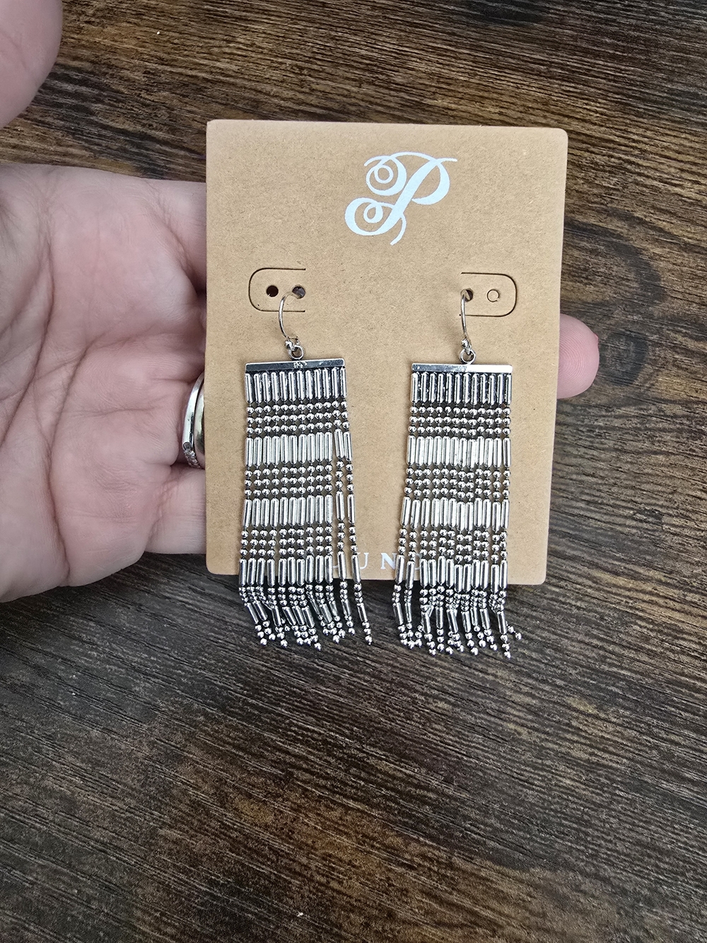 Plunder Silver Beaded Fringe Earrings